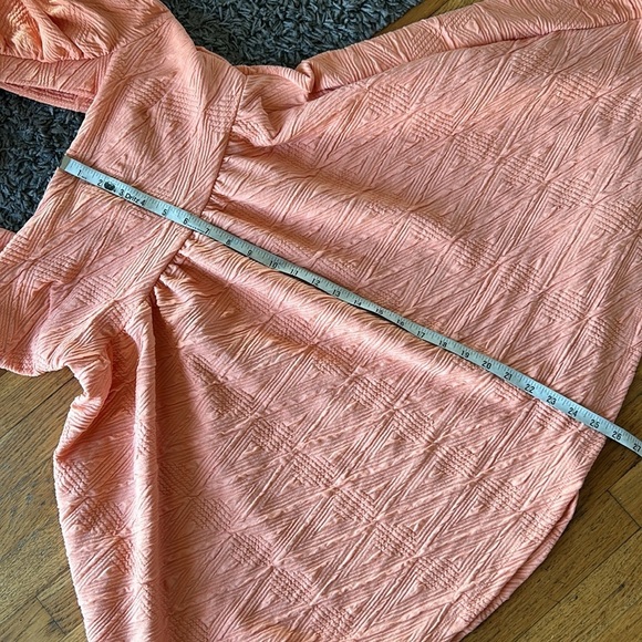 Free People Violet Grapefruit Texture Square Neck Balloon Sleeve Mini Dress Med - Picture 10 of 16